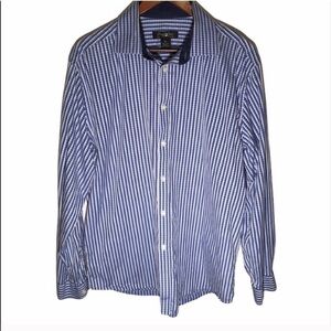 Men’s Pronto Uomo Blue Striped Button Down Shirt